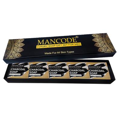 Mancode Luxury Soap Gift Set For Men With Pack of 5 Activated Charcoal Soap Bars | Deep Cleansing | Provides Natural Glow | Daily Bathing Bar Soap