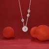 Copper Coin Safety Buckle Necklace Women'S Light Luxury Country Tide White Chalcedony Pendant Coin Hetian Jade Collarbone Chain Gold