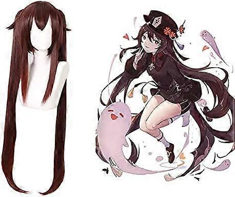 Anime Cosplay Wig Hu Tao Double tail Women Hair Halloween Party Game Cosplay Costume