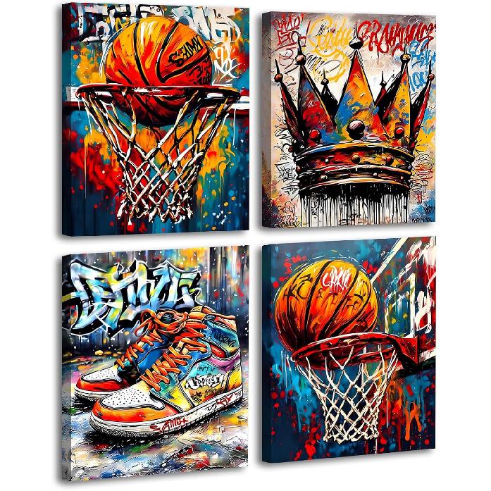 LNLAGBO pirational Basketball Wall Art Prints,Basketball Art Prints,Sports Canvas Posters for Sports Fans Boys Guys Room Dorm Bedroom Wall Decor,Set