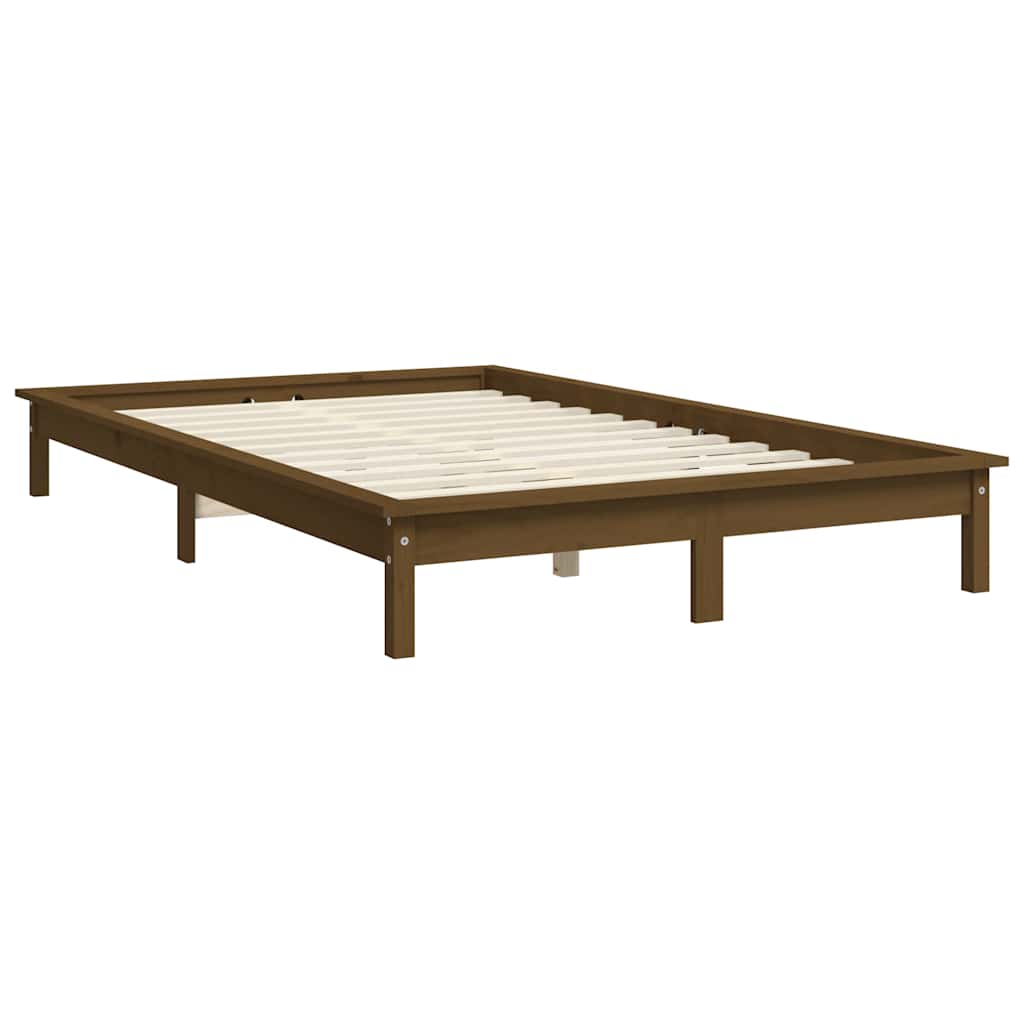 Solid Wood Bed Honey Brown 140 x 190 cm Pine