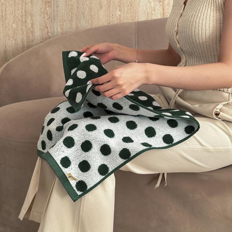 

Мягкое хлопковое полотенце для лица в горошек для детей, впитывающее банное полотенце, удобное хлопковое домашнее полотенце, пляжные полотенца, дропшиппинг 34x76cm (face) зелёный
