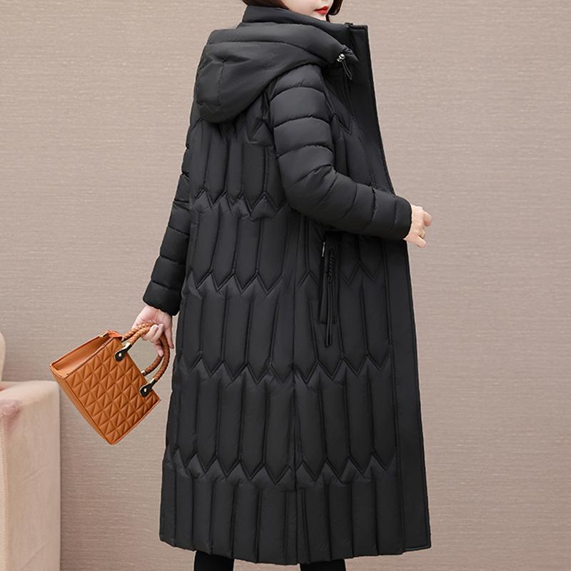 Fashion Middle Age Women's Winter Parka Hooded Casual Warm Long Coats Thick Women Jackets