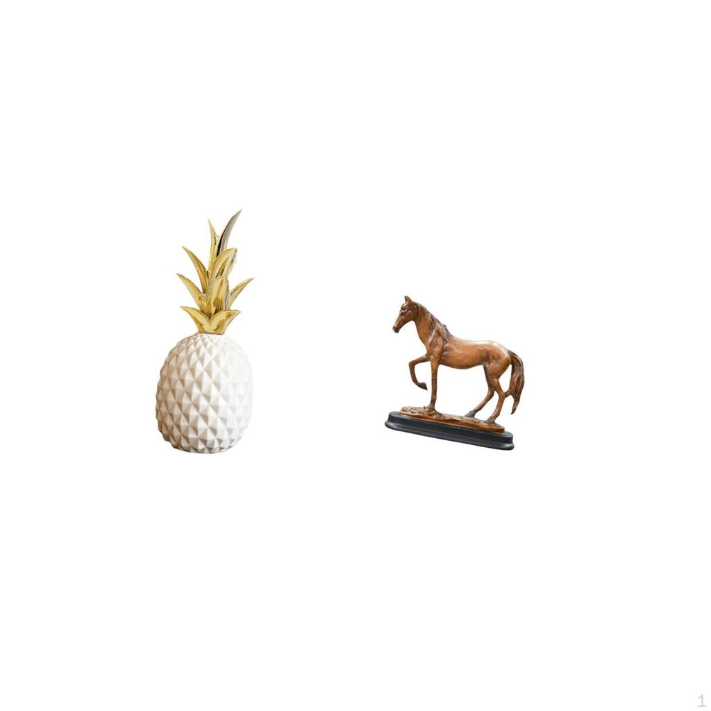 Pineapple Horse Decorative Sculpture Modern Resin Animal Figurine Art Craft Ornament for Bedroom
