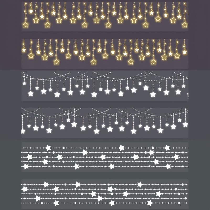 

3Roll/Bag Star Light Tape Curtain Series Shell Light DIY Handbook Scrapbook Journal Glass Bottle Photo Frame Decoration Tape