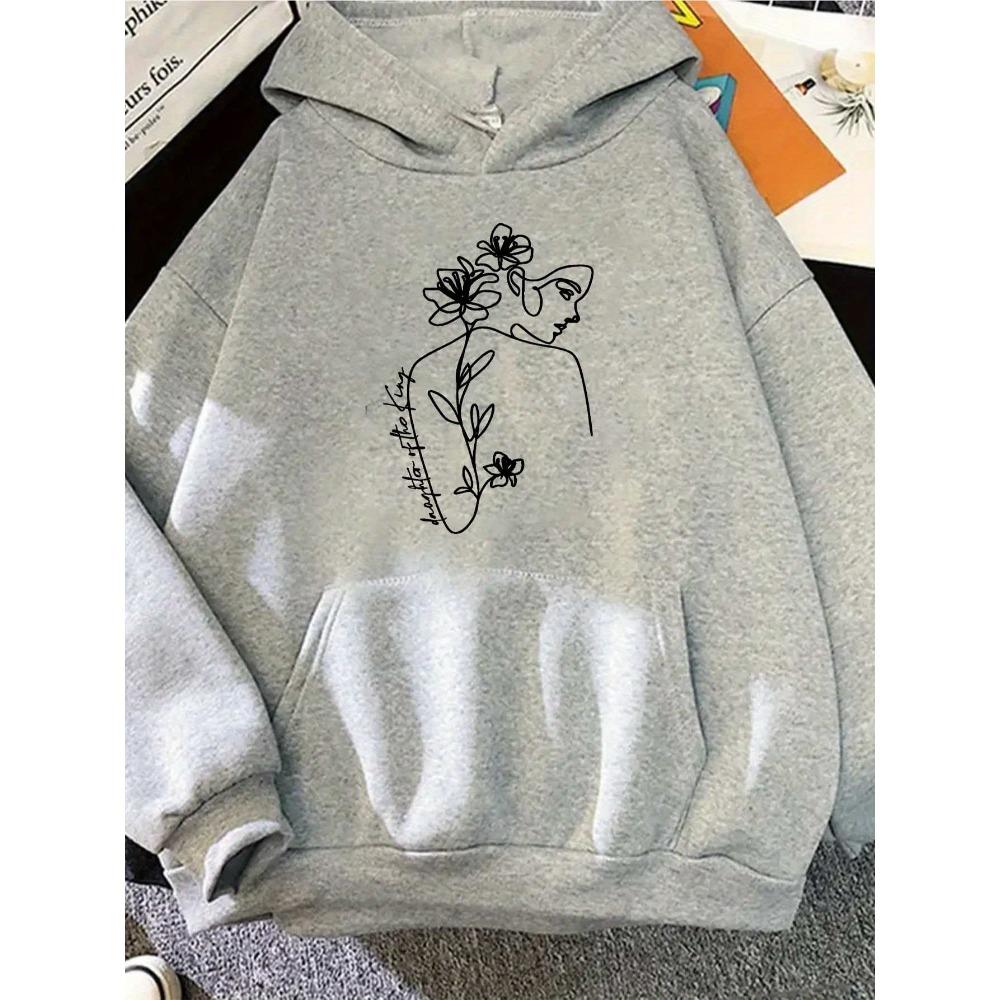 2025 Autumn and Winter Women's Floral Butterfly Print Hoodie Comfortable Hooded Sweatshirt Casual Pullover Comfortable Fashion