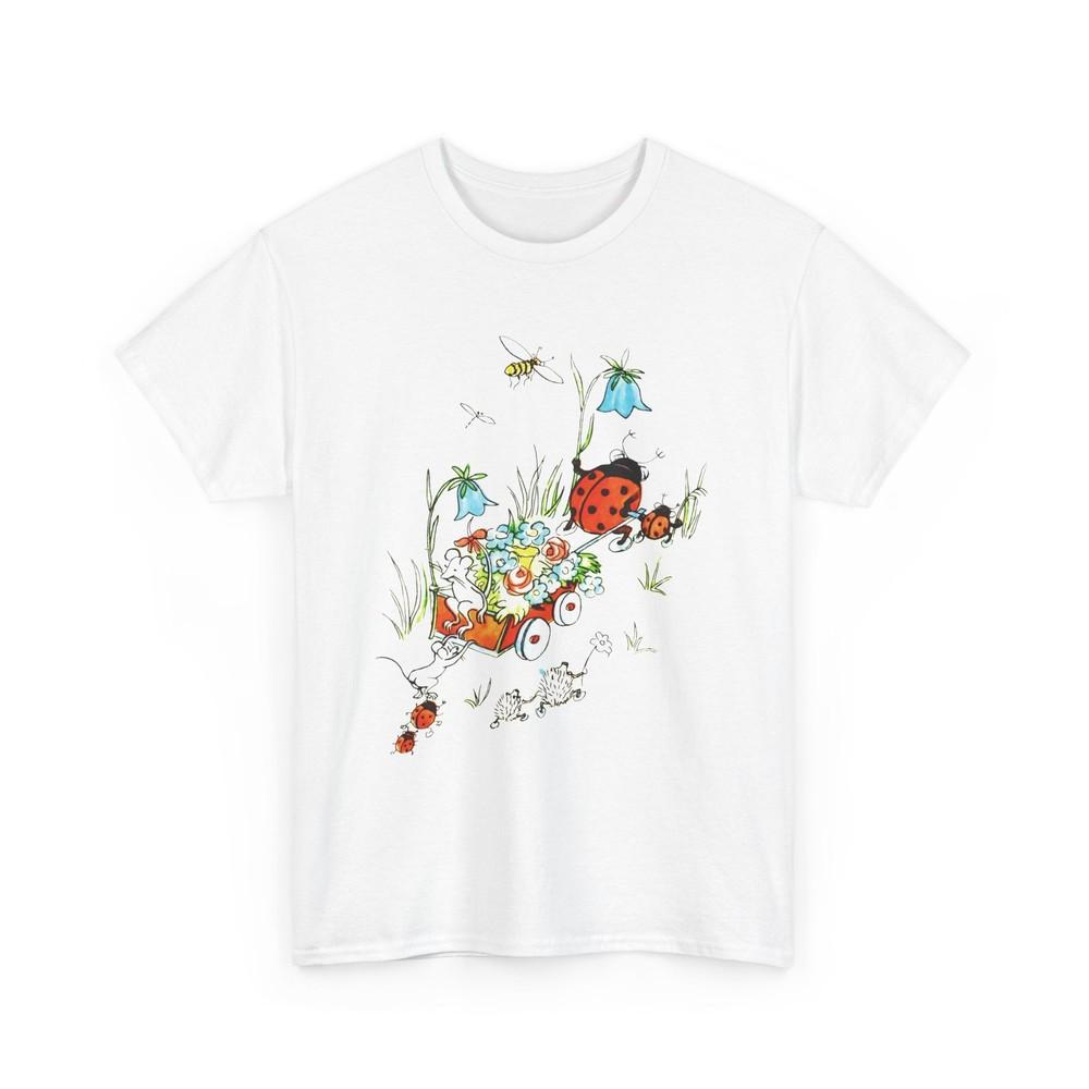 

vintage postcard mouse and lady buggy reproduction tshirt 4XL