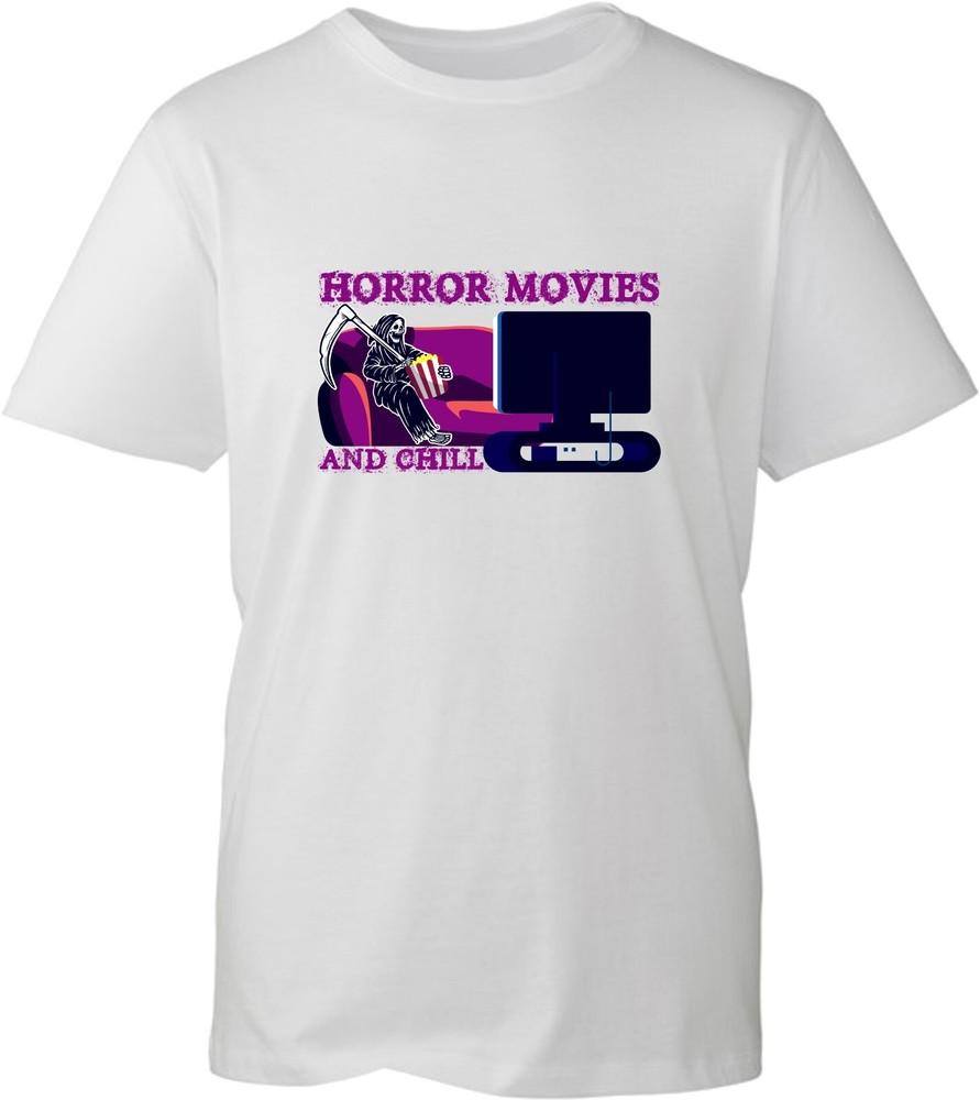Horror Movies And Chill Tshirt Horror Sarcastic Rude Xmas Festive Gift Tee Top S