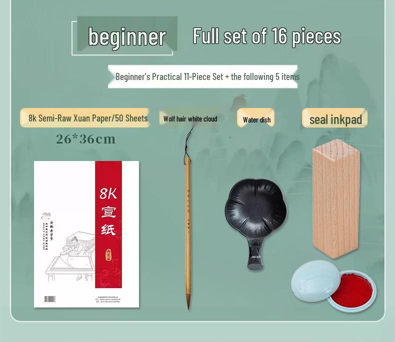 Chinese Painting Starter Kit for Elementary Students: 12-24 Color Pigments & Supplies Set