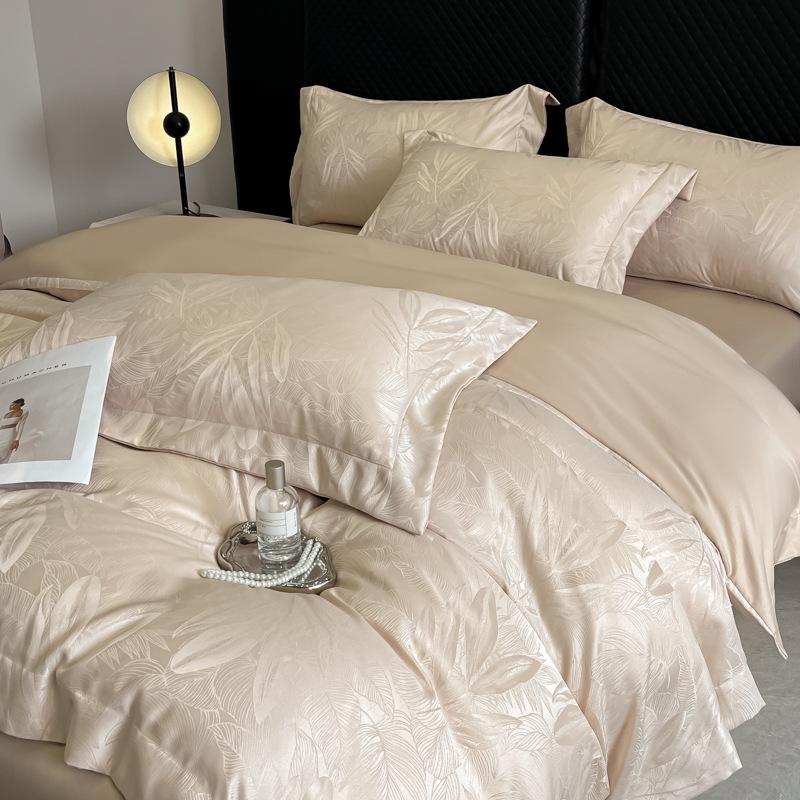 

Шелковистый жаккардовый комплект пододеяльника из тенселя - Роскошное летнее постельное белье с дизайном в виде бантика 2.0m Bedspread 4-Piece Set [Duvet Cover 220x240]