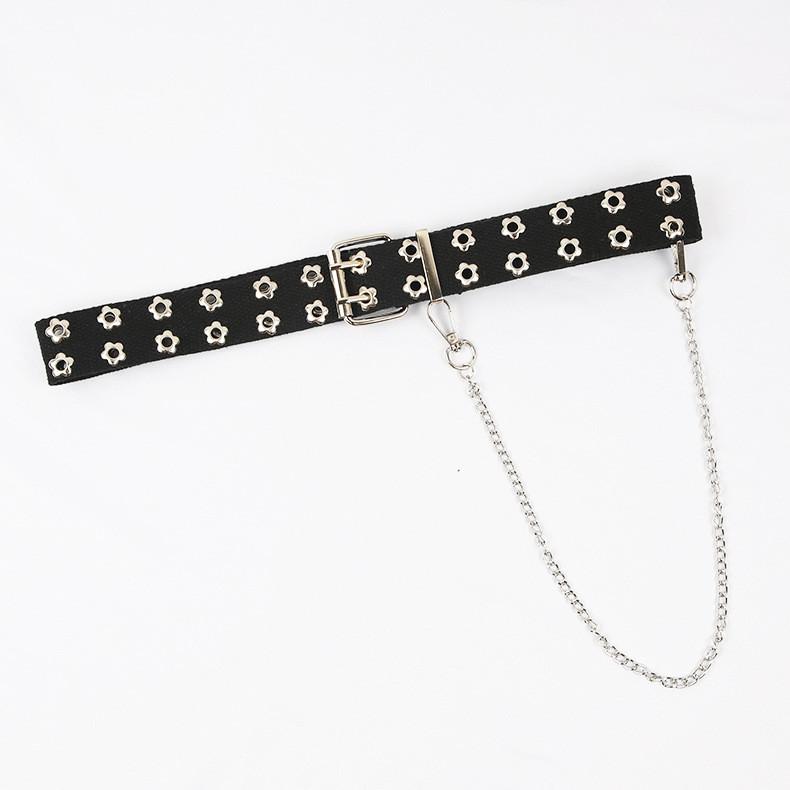 Canvas Chain Belt With Floral Cutouts For Men And Women