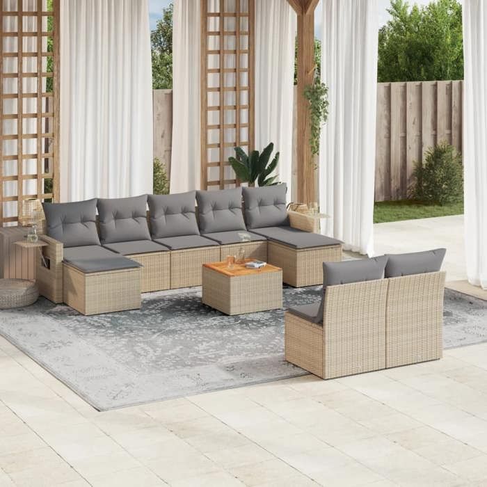 VidaXL Garden Lounge Set with Cushions 10 Pcs, Patio Sofas, Patio Furniture Set, Outdoor Furniture, 3257095
