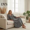 Quarter Sleeve Dress Women Summer Long Dress, 3/4 Ruffle V Neck Slimming Maxi Casual Loose Fit Flowy Beach Vacation Sundress