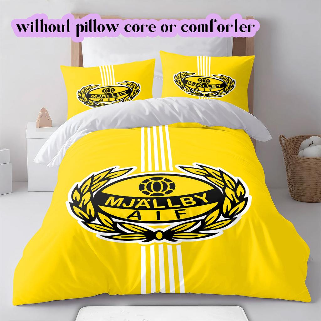 Mjällby AIF football Pattern Bedding,Quilt Set Quilt Cover Pillowcase Home Birthday Gift (1*duvet cover+2*pillowcase,without core)