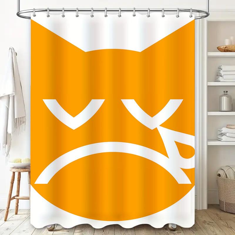 Angry Cat Face Shower Curtain: Waterproof Fabric with Eye Poking Design for Bathroom Decor