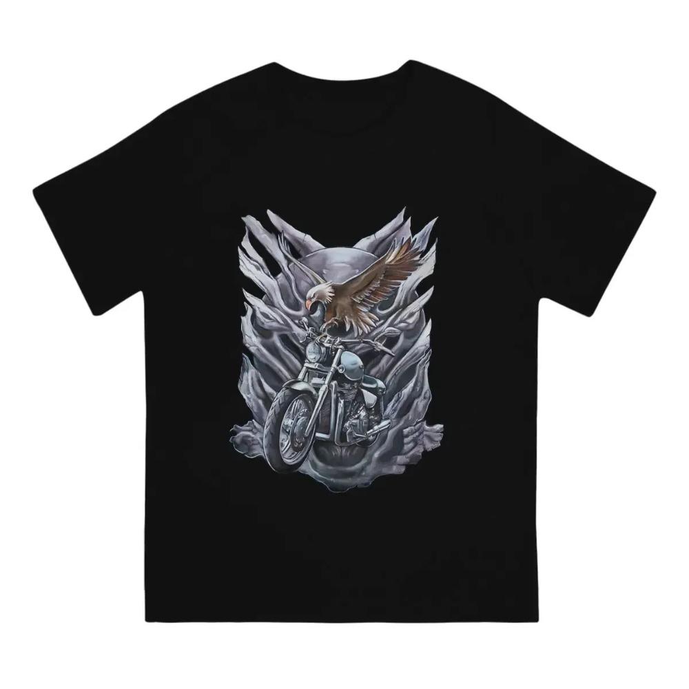 Eagle Motorcycle Newest TShirt For Men Eagle And Motorbike Round Neck Basic T Shirt Personalize Birthday Gifts Streetwear