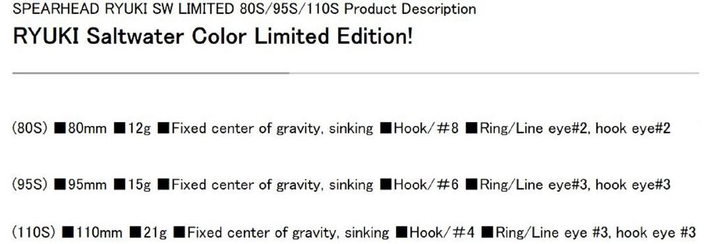 DUO Spearhead Ryuki 110S SW Sinking Lure CYA0592 (8528)