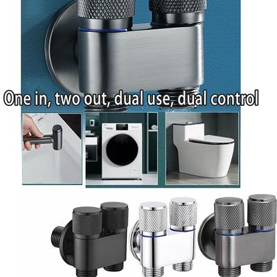 G1/2 Mini Çok fonksiyonlu Musluk Pirinç Bire İki Çıkışlı Çift Kontrol Çamaşır Makinesi Musluğu Üç yollu Tuvalet Üçgeni