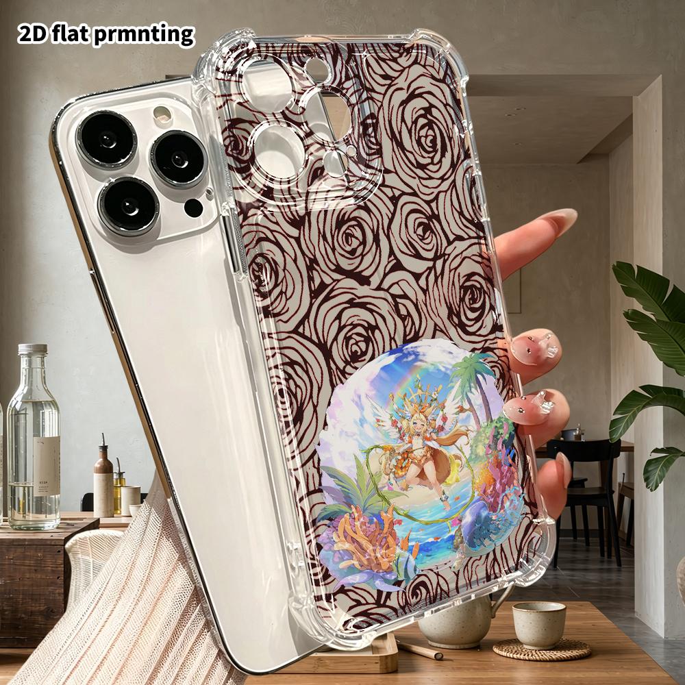 Phone Case: 2D Flat Design, Fits iPhone 18 17 16 15 14 13 Pro, Transparent Four-corner Protection Case, Beast-eared Girl, Christmas and Halloween Gift