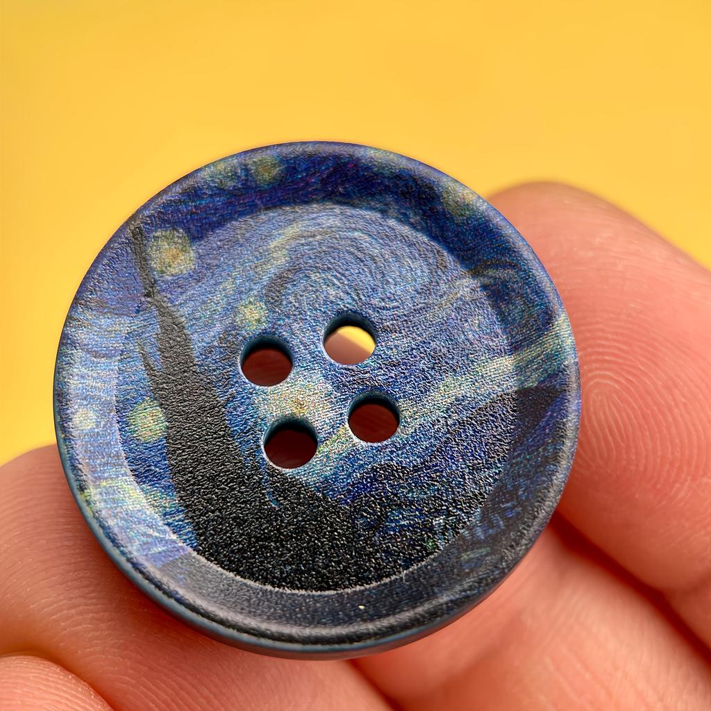 Conjunto de 5 peças Botões Decorativos Grandes de 30mm, Apresentando Pinturas a Óleo de Van Gogh e Monet, Um de Cada Tipo, Usados para Roupas Cachecóis, Bolsas