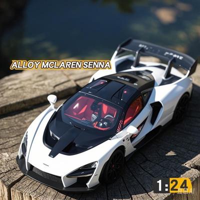 New 1:24 McLaren Senna Supercar Scale Car Model Alloy Vehicle Diecast Metal Sound Light Collectible Childrens Birthday Toy Car Gift