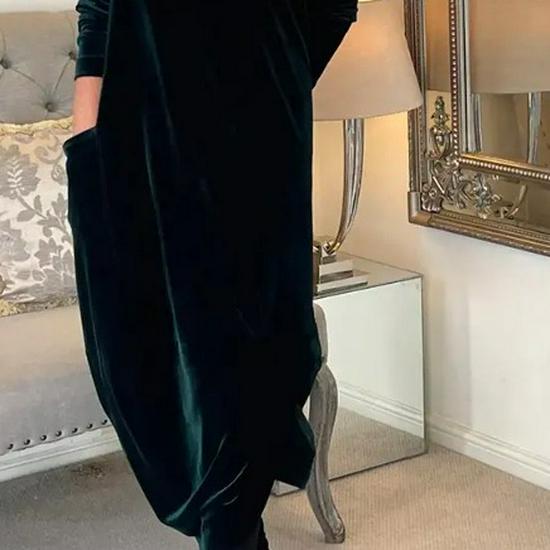 Spring 2023 European-American Slimming Round Neck Long Dress