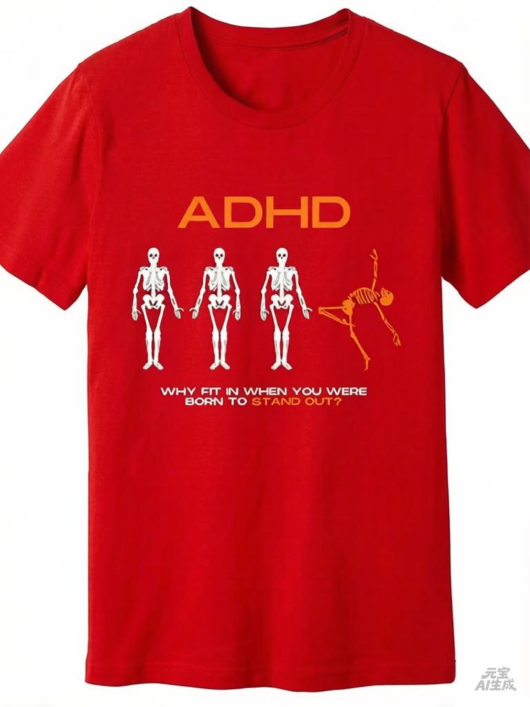2025 Adhd Awareness Funny Unisexs Short Sleeve Graphic Tshirt Black Collection 62079