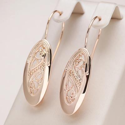 1 Pair Unusual Hollow Flower Pattern Earring for Women Trend Golden Geometric Long Drop Earrings Fashion Jewelry