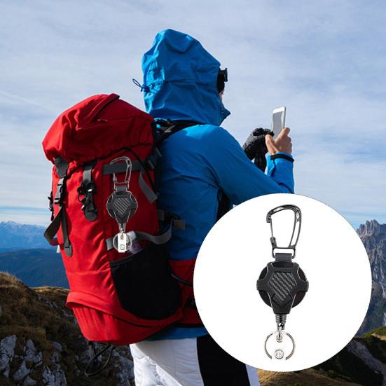 Retractable Keychain with Wire Rope Impact Resistance Tactical ID Badge Reel Heavy Duty Carabiner Key Chain