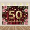 50th Birthday Party Decoration Backgound Surprise Colorful Glitter Balloon Cake Gift Banner Family Happy Photography Studio Prop