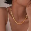 Jewelry Stainless Steel Rectangle Chain Necklace 18K Gold Ladies Necklace Accessories 1822