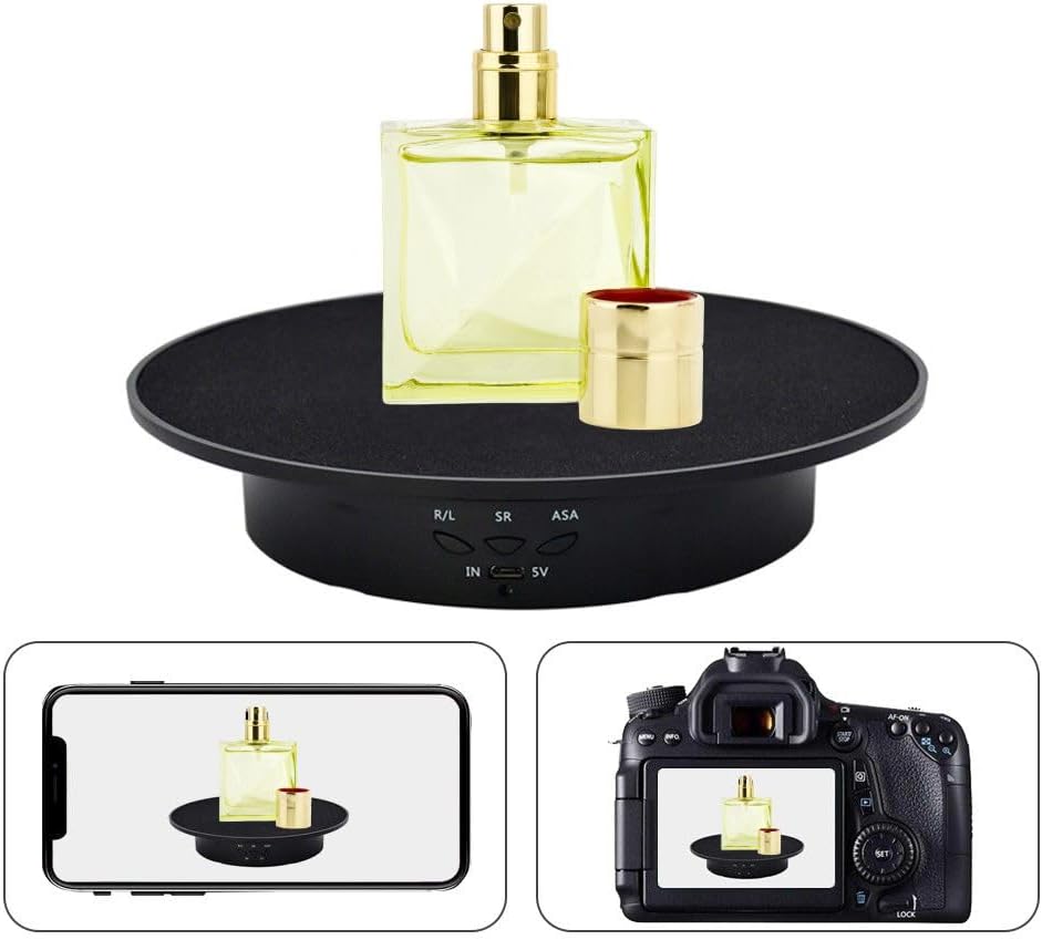 

Вращающаяся подставка для дисплея 360 Электронный поворотный стол Дисплей Вращающаяся подставка с нагрузкой 7,87 дюйма/17,6 фунта Зеркальная крышка и USB