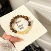 Handmade Wooden Bracelet With Amber Crystal Shell Flower Beads Zen Style Boho Charm Women New Chinese Aesthetic