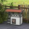Outdoor Cat House with Terrace and Wooden Ladder, 77x50x73cm, White and Grey