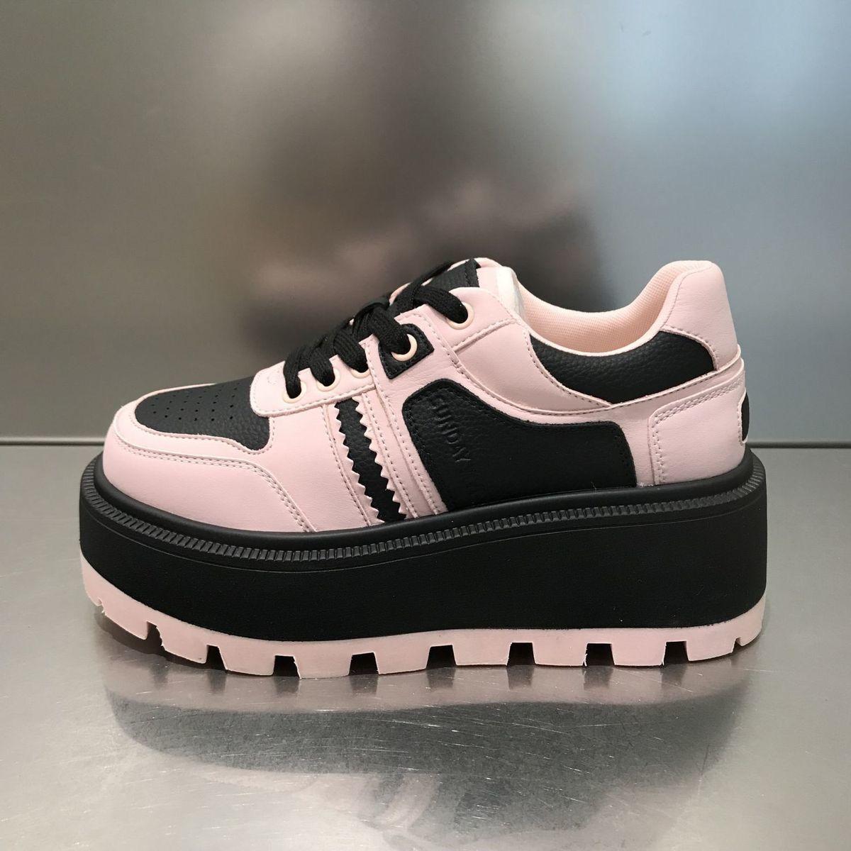 

Весна Новая Классическая Дизайнерская Ретро Спортивная Черно-Белая Платформа Маффин Увеличивающая Рост Обувь Прилив 40 розовый