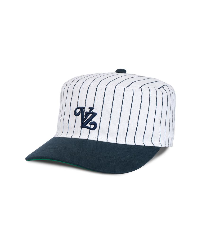 Bajal Leaf Vz Monogram Stripe Pillbox Cap Navy