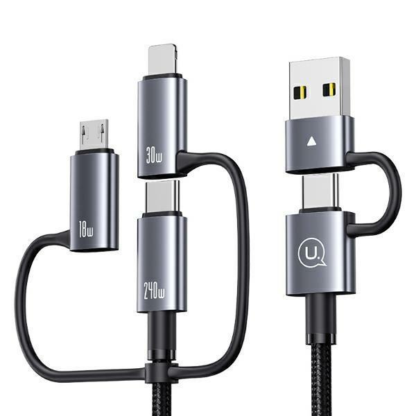 Kabel USB-C 240W USAMS 1,2m Szybkie ładowanie Srebrny