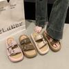 Thick-soled slippers summer new semi-drag comfortable casual soft outer wear flat-bottomed sandals women