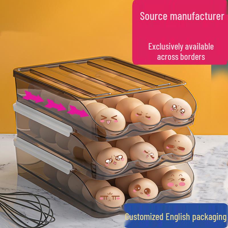 Automatic Double-Layer Rolling Egg Storage Box for Refrigerators