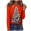 Christmas Snowflake Tree Long-sleeve T-shirt, Fashionable Casual Crew Neck Women's Wear, Comfortable and Slim-fitting Women's Top.