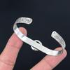 Natural Turritella Agate 925 Silver Bangle Crescent Moon Adjustable For Girls