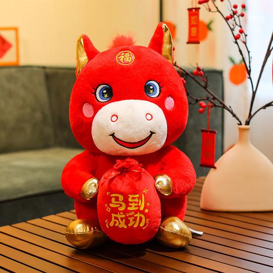 Horse Plush Doll Horse Brings Wealth Festival Zodiac Souvenir with PP Cotton Filling 2026 Chinese New Year Decor