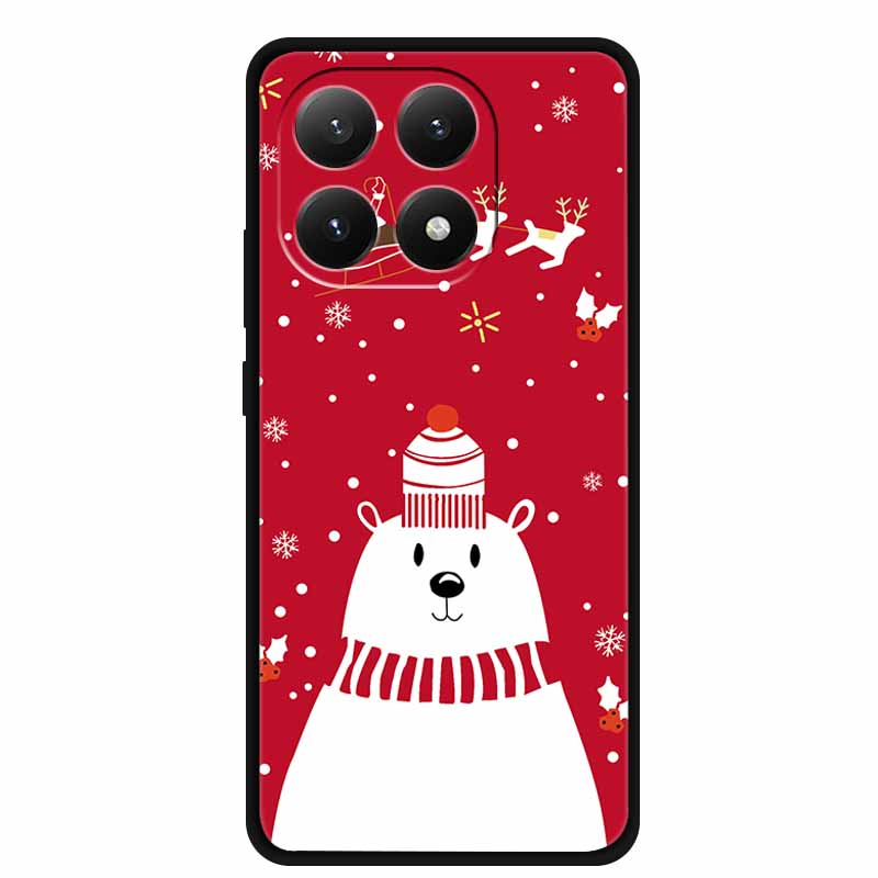 Christmas Cover For Xiaomi 15T 5G Case Black Silicone Cases TPU Santa Claus Christmas Tree Cover Cartoon Deer For Mi 15T 5G 15 T