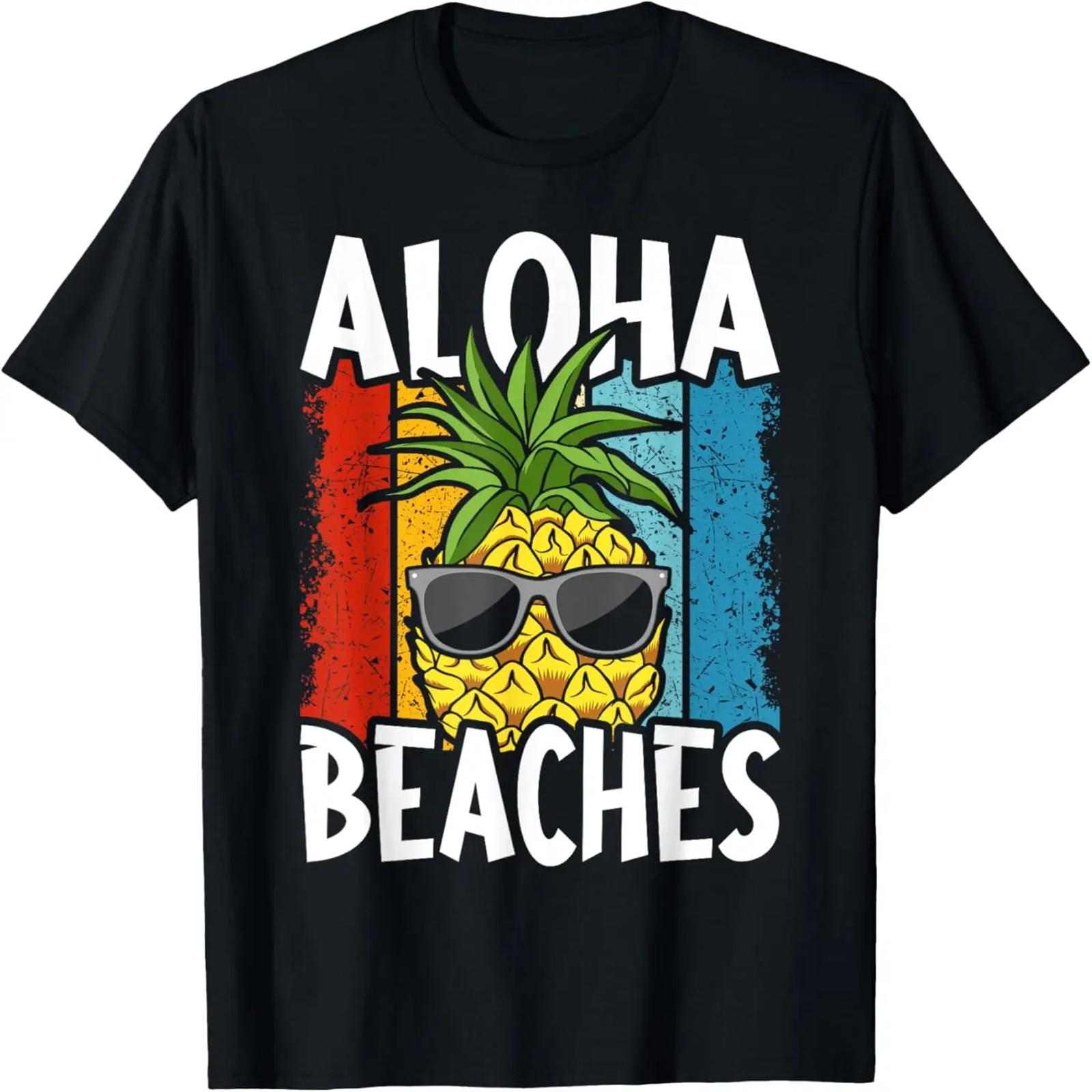 

Funny Aloha Beaches Designs For Men Women Pineapple Hawaiian T-Shirt XXXXXL чорний