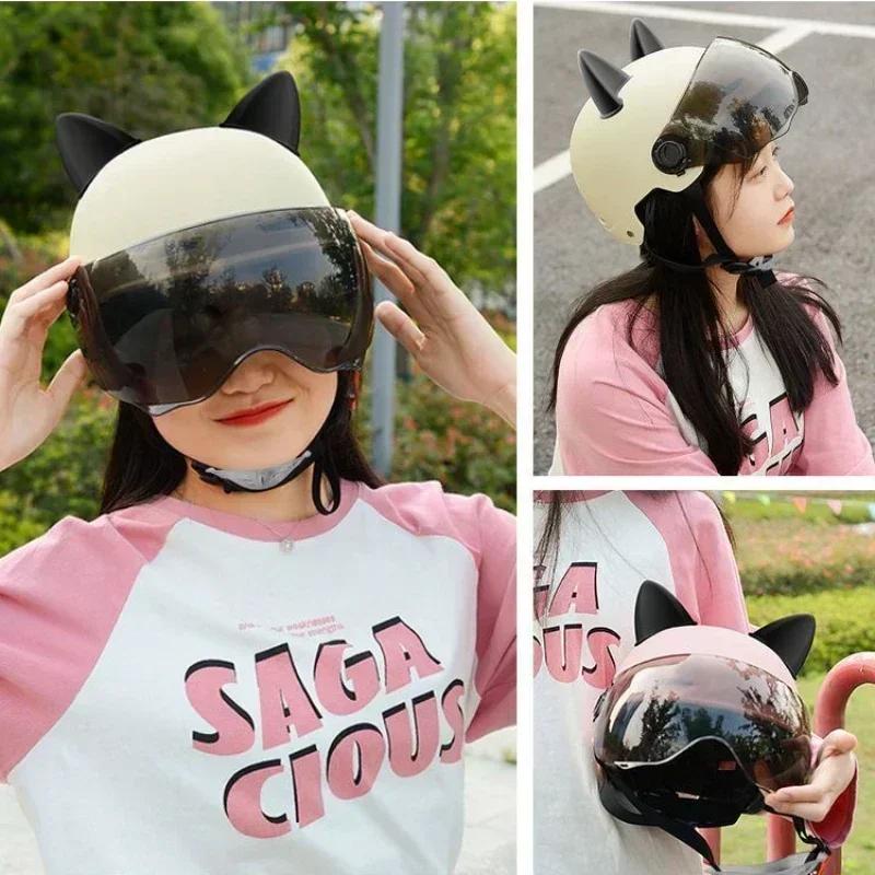 2Pcs Cat Ears Helmet Decoration Motorcycle Electric Stickers Decor Cute Multicolor Motorcycle Helmets Accessories Universal