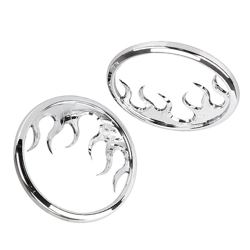 2pcs ABS Motorcycle Flame Speaker Grill Accent Trim Covers for Harley-Davidson Electra Glides, Street Glides, Trikes 2014-