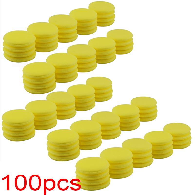 Car Waxing Sponge Pad Polish Foam Applicator Car Round Waxing Polish Sponges High Density Auto Detailing Accessories Tools 100mm