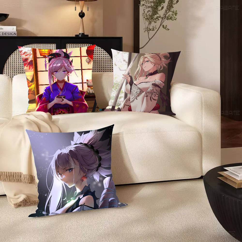 Miyamoto Musashi Anime Fate Pillow Case Fashion Square Pillowcase Bedroom Sofa Room Ins Decoration Leisure