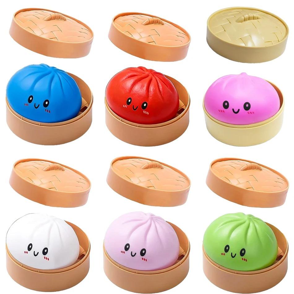 6 Style Colorful Simulated Dumpling Squishy Relaxing Antistress Random With Box Dumplings Sensory Squeeze Toy
