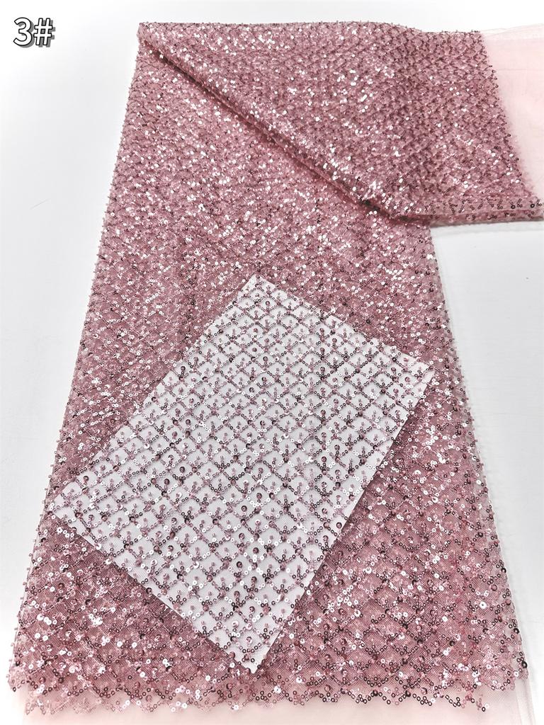 Sky Blue African Sequins Lace Fabric 2025 High Quality Lace Embroidery Nigerian Mesh Beads Fabric French For Wedding Party Dress